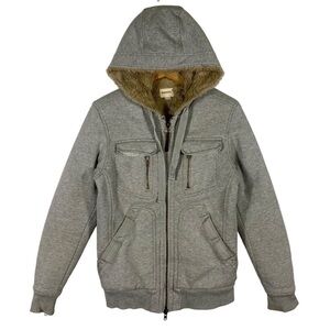 Diesel Gray Hooded Bomber Jacket